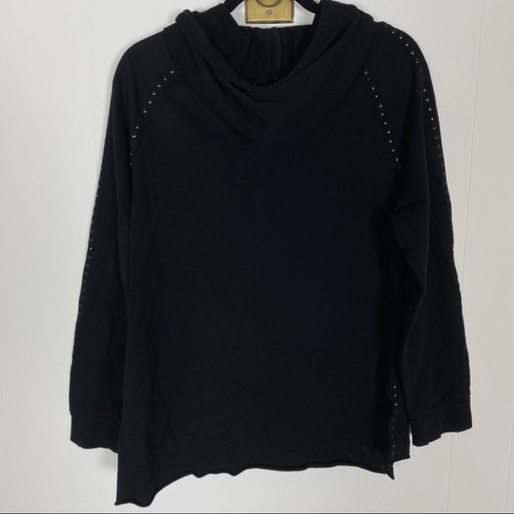 BlankNYC Black Distressed Studded Hoodie Small - Picture 6 of 6